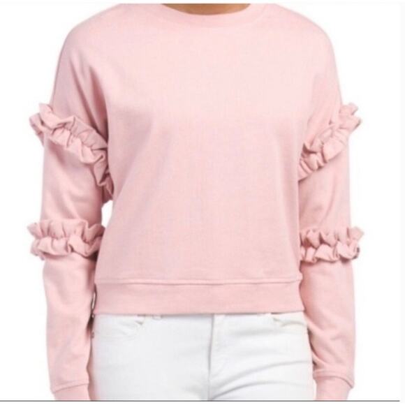 For the Republic Pink Ruffle Sleeve Sweatshirt XS - Picture 1 of 8